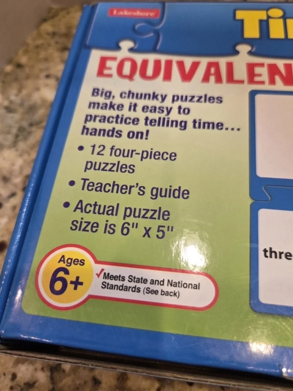 Lakeshore Learning Time Equivalency Puzzle Clock Educational Age 6+ Homeschool